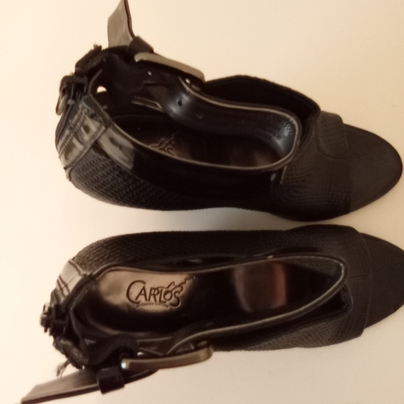 Carlos by Carlos Santana Black Leather Zip 4 1/2" Wedge Heels sz 8.5 M - Picture 12 of 13